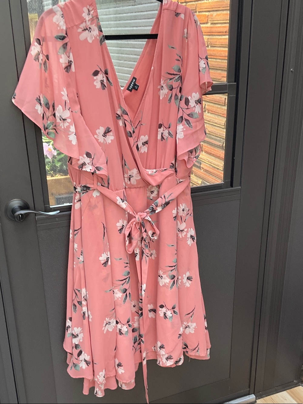 torrid Coral Pink Floral Wrap Midi Dress